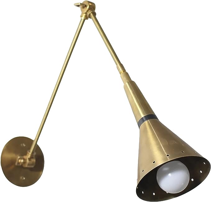 Handcrafted Vintage Brass Wall Lamp Raw Brass