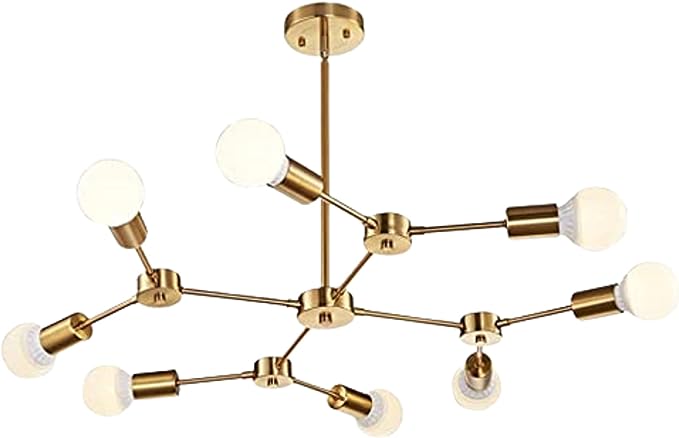 Brass 8-Light Semi-Flush Ceiling Fixture