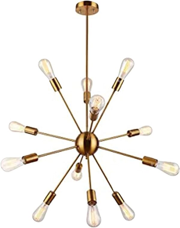 Brass Mid Century Modern Semi Flush Mount Ceiling 8-Light Fixtures for Home & Office Décor Chandelier Unique Design Decorative Item by THELIGHTINGWIZARD