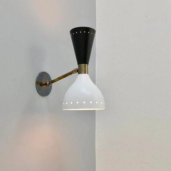 Beautiful Raw Brass Black & White Wall Scone - Modern Italian Style Wall Scone Vanity Light - Mid Century Light Fixture Design by The Lighting Wizard (Matte Black, E26 110-120 Volts)