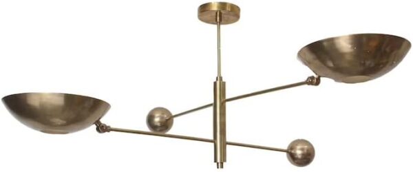 2 Light Pendant Mid Century Modern Antique Brass Sputnik Chandelier Light Fixture