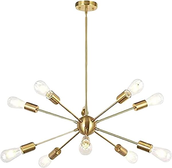 60 Watts Sputnik Chandelier 10 Light Brushed Modern Pendant Vintage Ceiling Lighting Fixture for Home & Office Décor Chandelier Unique Designer Item by THELIGHTINGWIZARD