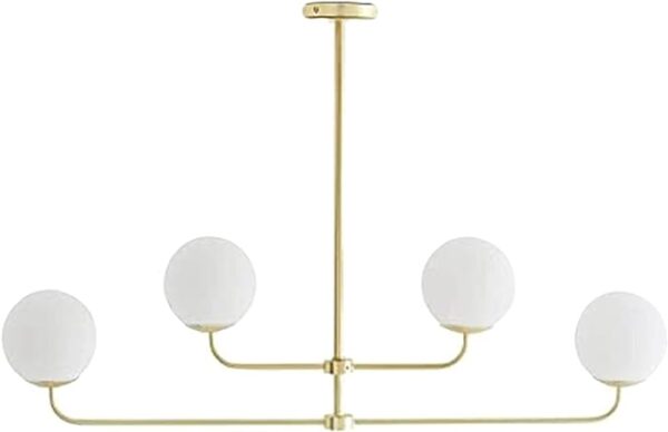 Handmade Ceiling Fixture 4 Holder Mid Century Modern Handcrafted Brass Antique Chandelier for Home & Office with White Globe Shade Dining Hall by THELIGHTINGWIZARD Handmade Ceiling Fixture 4 Holder Mid Century Modern Handcrafted Brass Antique Chandelier for Home & Office with White Globe Shade Dining Hall by THELIGHTINGWIZARD