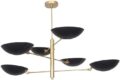 6 Light Pendant Mid Century Modern Raw Brass Sputnik Chandelier Light Fixture (Brushed Brass)