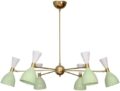 6 Light Stilnovo Style Raw Brass Chandelier Light Fixture (RAW Brass)