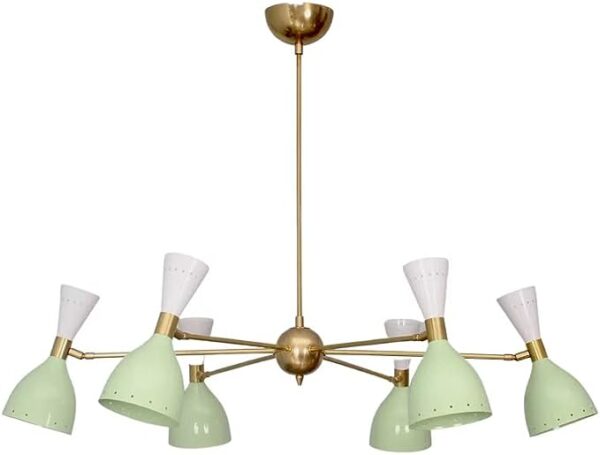 6 Light Stilnovo Style Raw Brass Chandelier Light Fixture (RAW Brass)