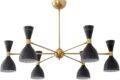 6 Light Stilnovo Style Raw Brass Chandelier Light Fixture