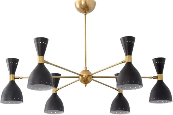 3 Light Stilnovo Style Raw Brass Chandelier Light Fixture