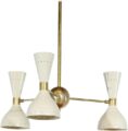 3 Light Stilnovo Style Raw Brass Chandelier Light Fixture