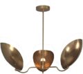 3 Light Curved Shades Pendant Mid Century Modern Raw Brass Sputnik Chandelier Light Fixture (Brushed Chrome)