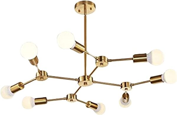 60W Brass Antique 8-Light Mid Century Modern Semi Flush Mount Ceiling Sputnik Chandeliers for Home & Office Décor Chandelier Unique Design (Brown) by THELIGHTINGWIZARD