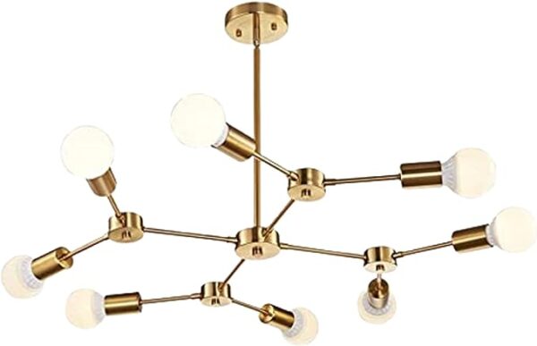 Brass Mid Century Modern Semi Flush Mount Ceiling 8-Light Fixtures for Home and Office Décor Chandelier Unique Design Decorative Item by THELIGHTINGWIZARD