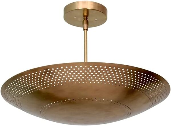 6 Light Perforated Elegant Ceiling Flushmount Light Pendant Mid Century Modern Raw Brass Sputnik Chandelier Light Fixture. (Matte Black)