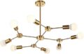 Brass Mid Century Modern Semi Flush Mount Ceiling 8-Light Fixtures for Home and Office Décor Chandelier Unique Design Decorative Item by THELIGHTINGWIZARD