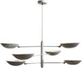 6 Light Pendant Mid Century Modern Raw Brass Sputnik Chandelier Light FixtureS (Brushed Chrome)