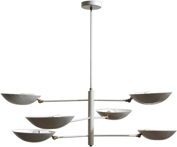 6 Light Pendant Mid Century Modern Raw Brass Sputnik Chandelier Light FixtureS (Brushed Chrome)