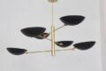 6 Light Pendant Mid Century Modern Raw Brass Sputnik Chandelier Light Fixture (Brushed Brass)