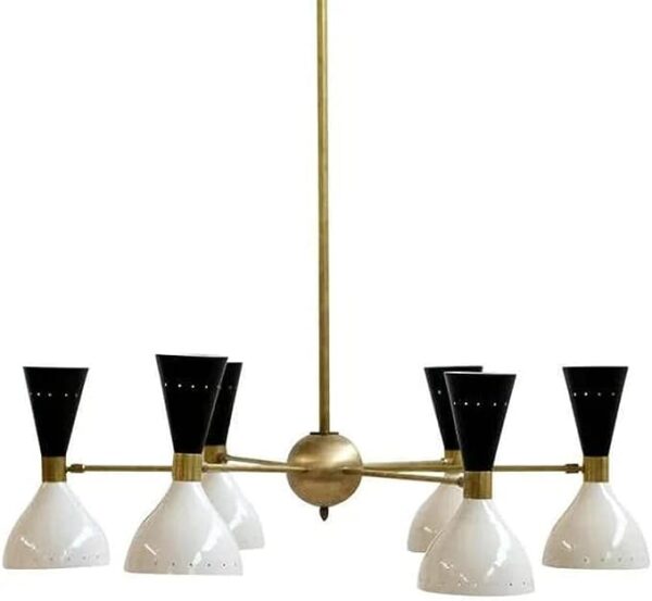 6 Light Stilnovo Style Raw Brass Chandelier Light Fixtures (Polished Brass)