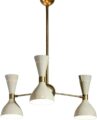 3 Light Stilnovo Style Raw Brass Chandelier Light Fixture