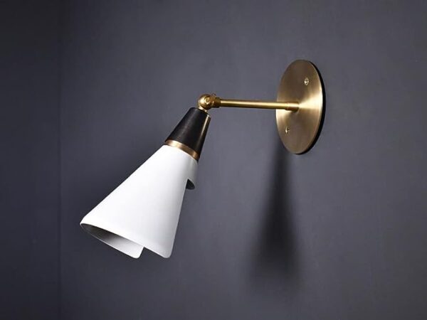 Adjustable Wall Lamp in Black, White & Brass Italian Brass Sconces Italian Light Mid Century Sconce Focus Lighting Italian Design Design by The Lighting Wizard (Brushed Chrome, E26 110-120 Volts)