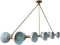 10 Modern Raw Brass Chandelier Light Fixture (Blackened Brass)