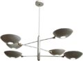 6 Light Pendant Mid Century Modern Raw Brass Sputnik Chandelier Light FixtureS (Brushed Chrome)