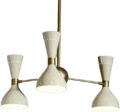 3 Light Stilnovo Style Raw Brass Chandelier Light Fixture