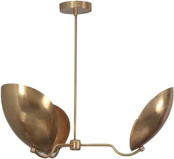 3 Light Curved Shades Pendant Mid Century Modern Raw Brass Sputnik Chandelier Light Fixture (Brushed Chrome)