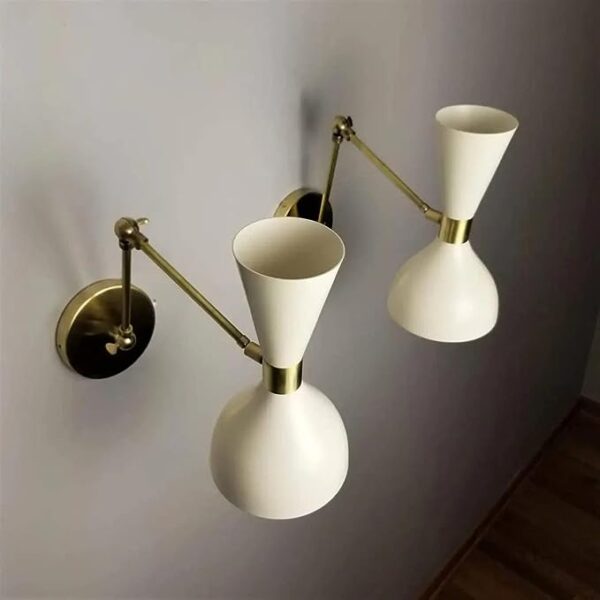 Set of 2 Beautiful Handmade Brass Wall Scone Modern Vanity Light Mid Century Light Fixture Design by The Lighting Wizard (Polished Brass, E26 110-120 Volts)