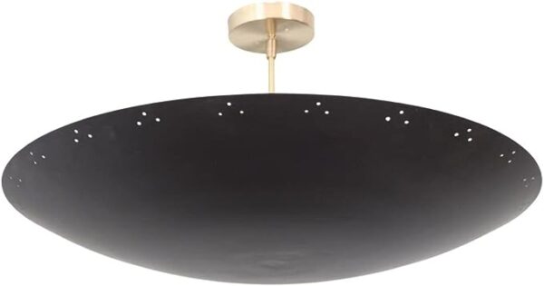 6 Light Elegant Ceiling Flushmount Perforated Light Pendant Mid Century Modern Raw Brass Sputnik Chandelier Light Fixture. Design by The Lighting Wizard (Matte Black, E12 110-120 Volts)