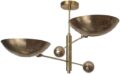 2 Light Pendant Mid Century Modern Antique Brass Sputnik Chandelier Light Fixture