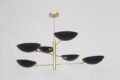 6 Light Pendant Mid Century Modern Raw Brass Sputnik Chandelier Light Fixture (Brushed Brass)