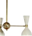 3 Light Stilnovo Style Raw Brass Chandelier Light Fixture