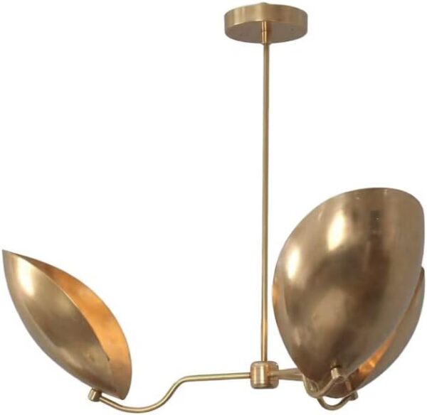 3 Light Curved Shades Pendant Mid Century Modern Raw Brass Sputnik Chandelier Light Fixture (Brushed Chrome)