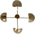 4 Light Curved Perforated Shades Pendant Mid Century Modern Raw Brass Sputnik Chandelier Light Fixture (Brushed Brass)