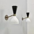 Beautiful Raw Brass Black & White Wall Scone - Modern Italian Style Wall Scone Vanity Light - Mid Century Light Fixture Design by The Lighting Wizard (Matte Black, E26 110-120 Volts)