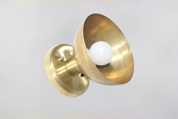 Brass Shade Handmade Contemporary Brass Wall Scone Decorative Wall lamp Lights for Home Office Garden by The Lighting Wizard (Polished Brass, E27 240 Volts)