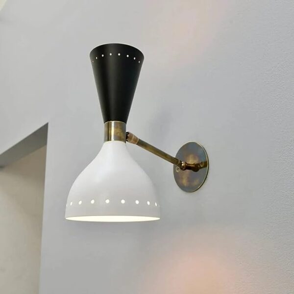 Beautiful Raw Brass Black & White Wall Scone - Modern Italian Style Wall Scone Vanity Light - Mid Century Light Fixture Design by The Lighting Wizard (Matte Black, E26 110-120 Volts)